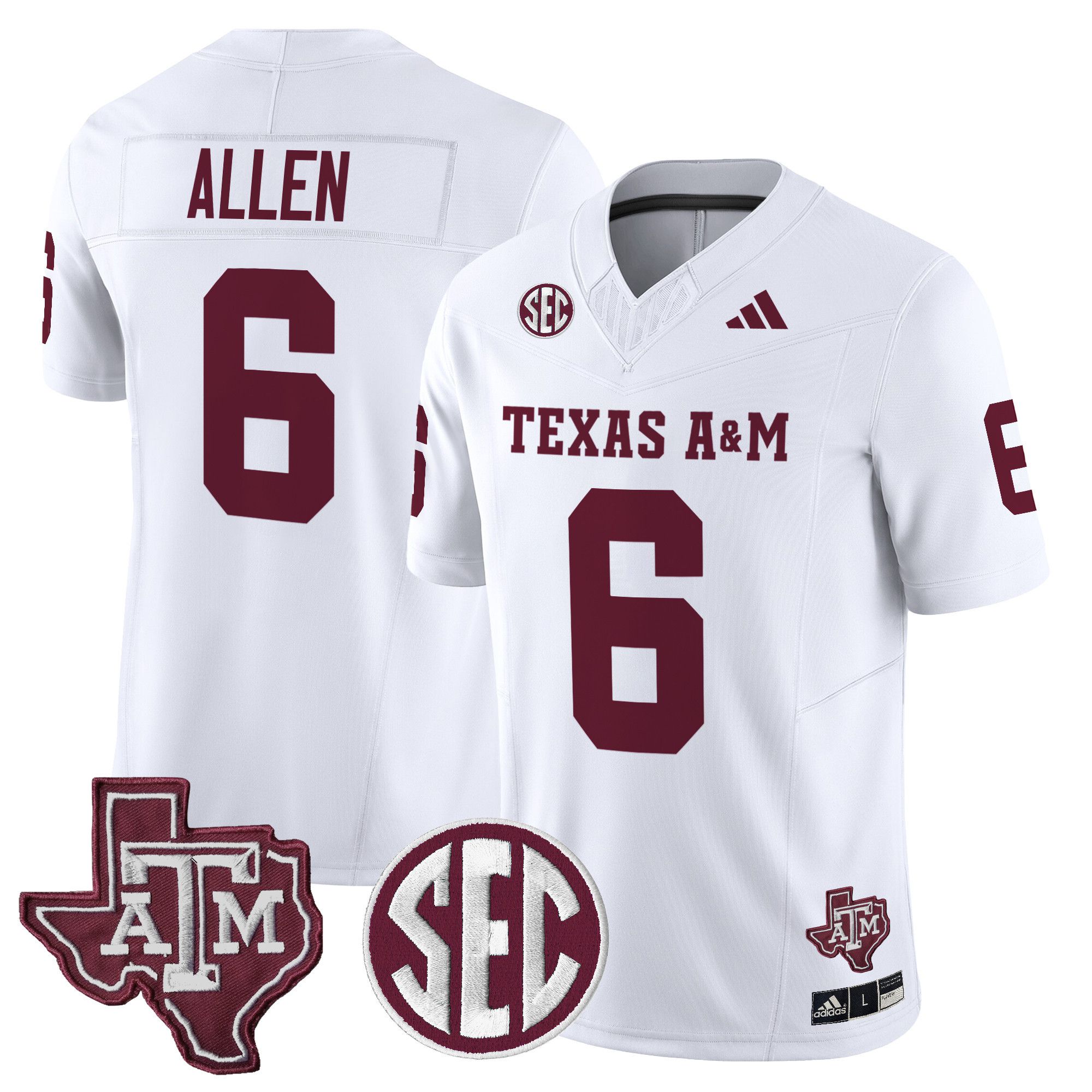 Men Texas A&M Aggies #6 Allen White 2024 Vapor Limited NCAA Jersey